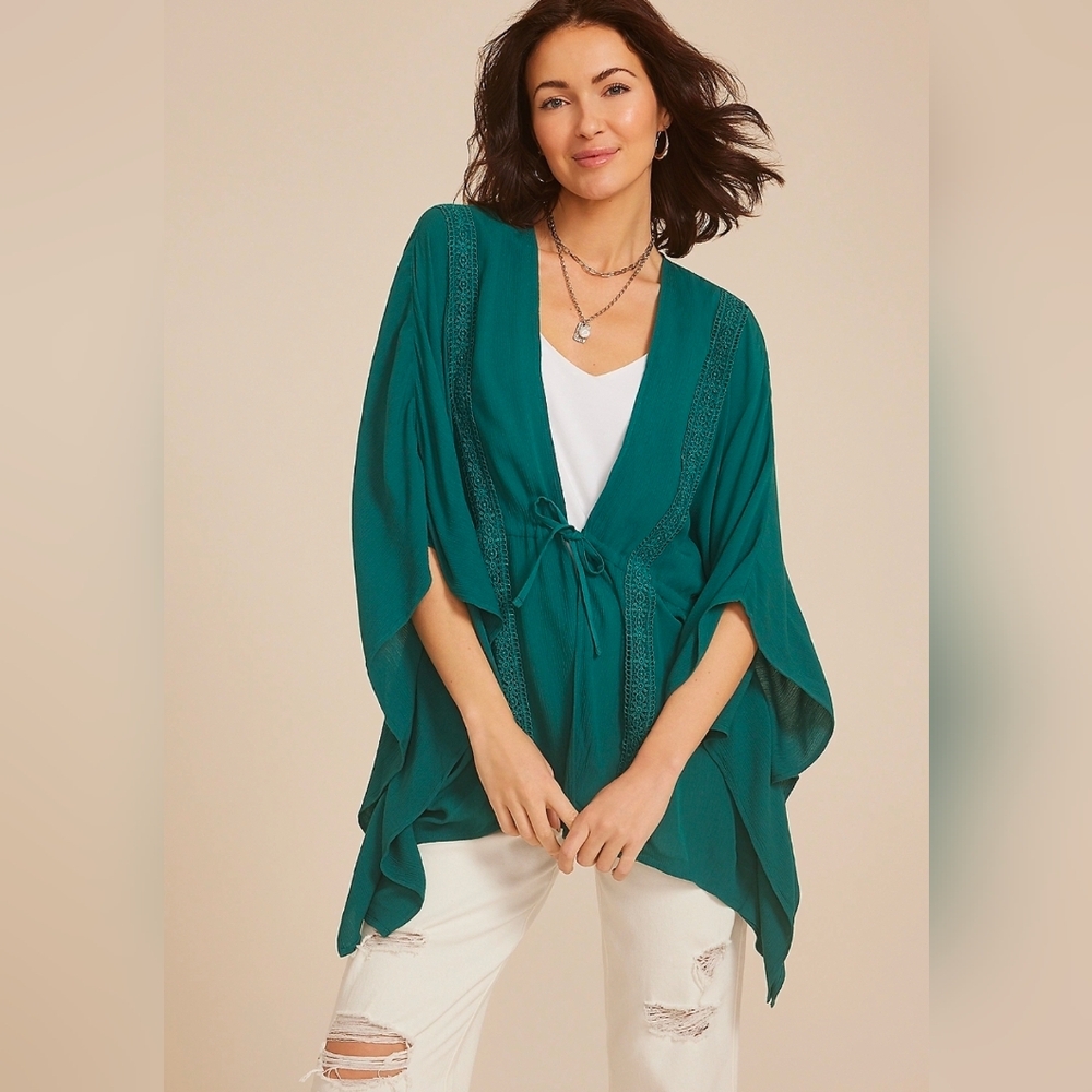 Maurices Teal Open-Front Cardigan